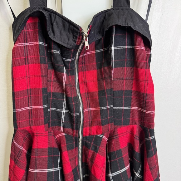 Hell Bunny Red Black Tartan Plaid Halter Pin Up Goth Dress Size Small - Picture 5 of 11